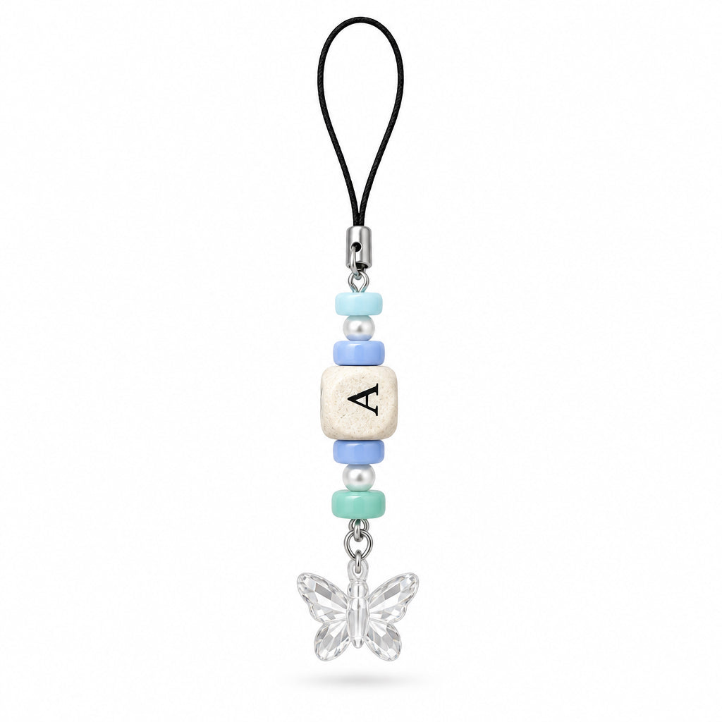 A with butterfly or snowflake phone charm