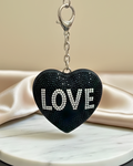 Bedazzled Black Heart “Love” Bag Charm