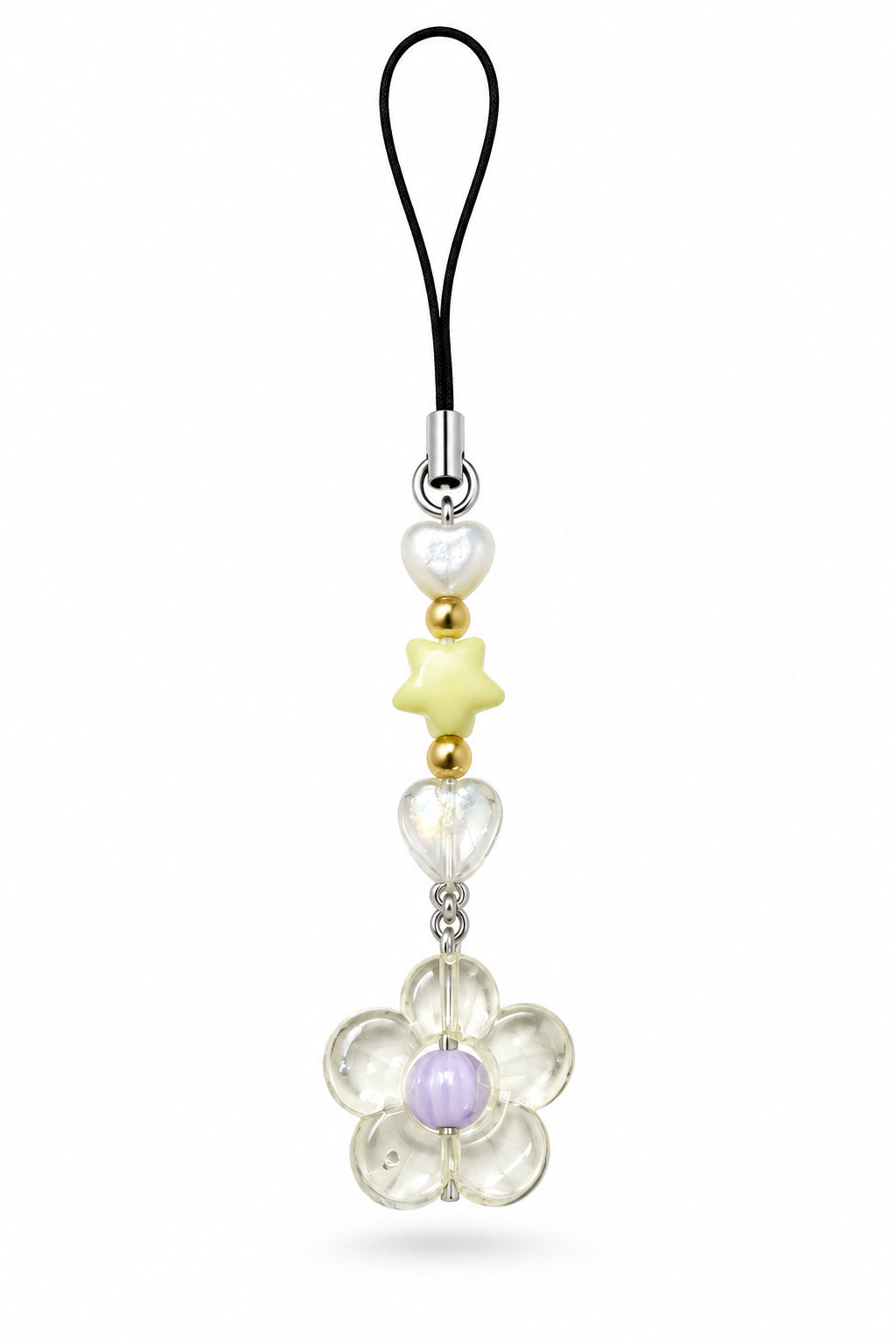 Yellow Retro flower power phone charm