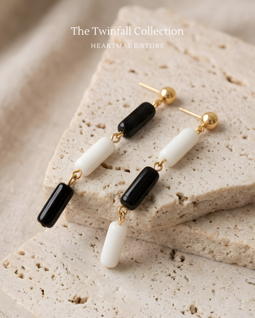 Ivory Onyx Twinfall Glass earrings