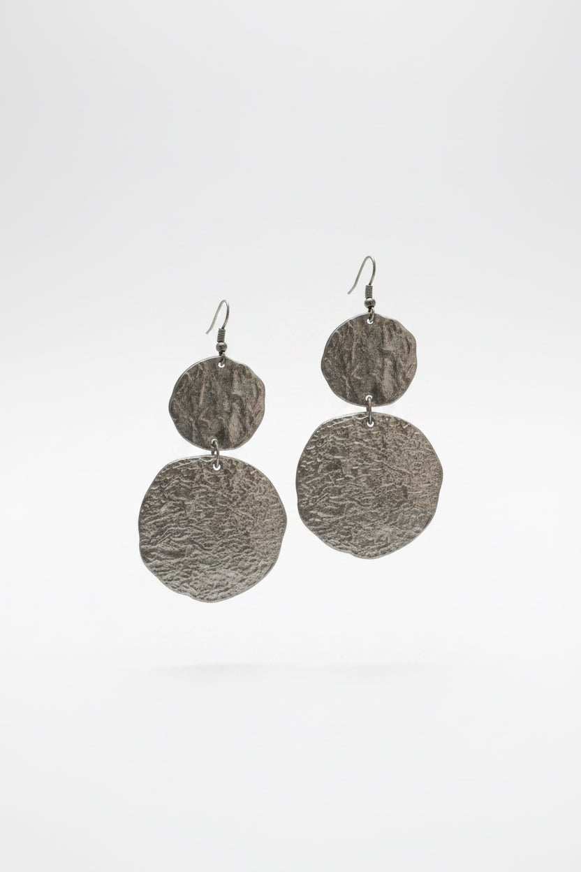 Silver big chunky texture dangles