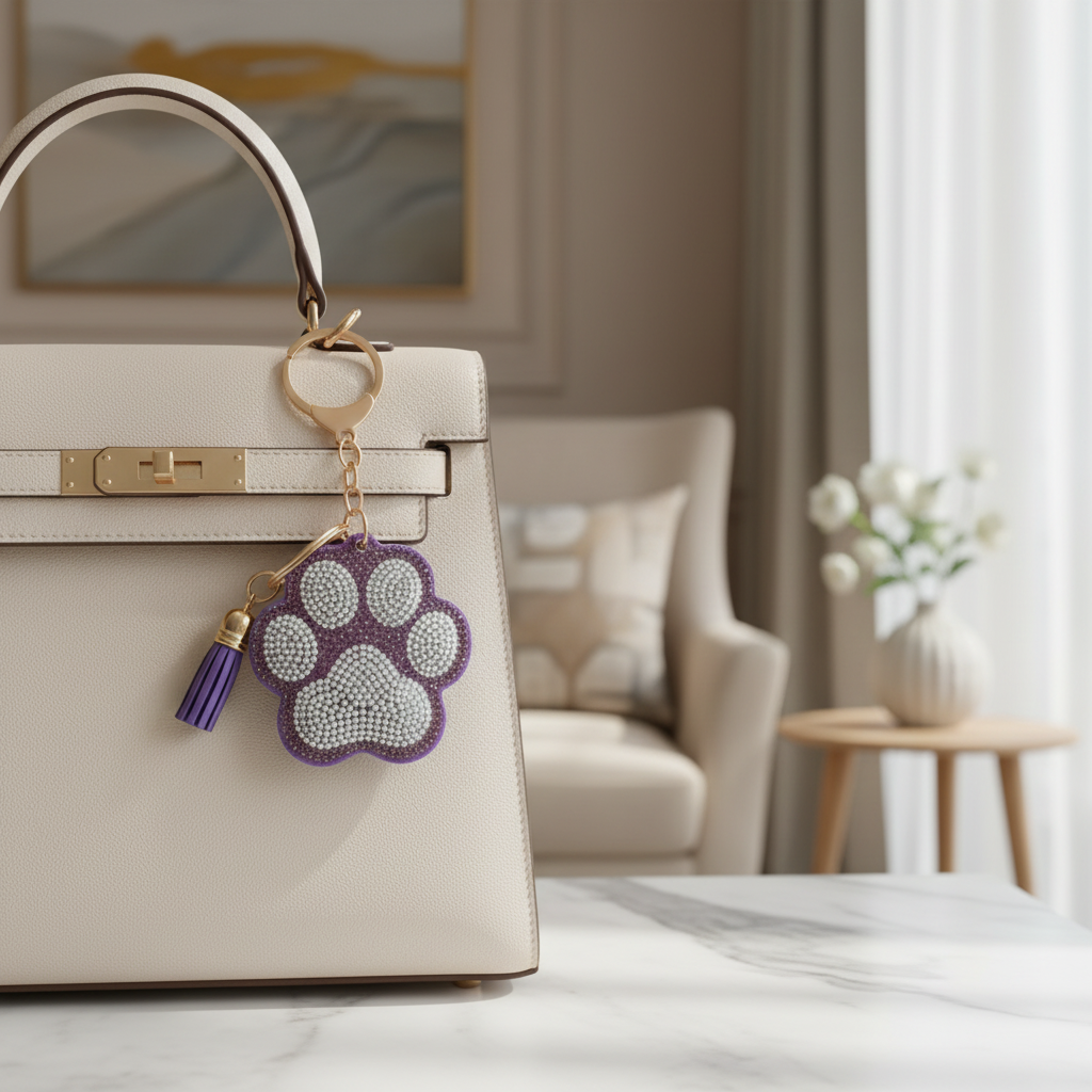Bedazzled Dog paw bag charm