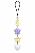 Purple Flower Heart phone charm