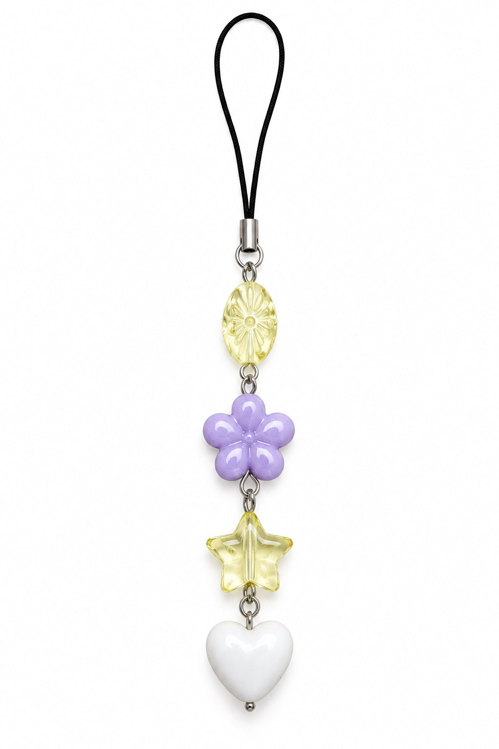 Purple Flower Heart phone charm