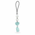 D in blue - hearts phone charm