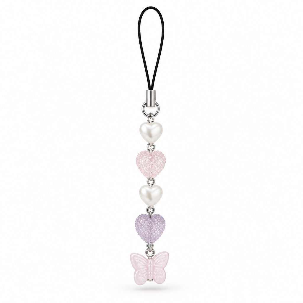 Hearts & Butterfly phone charm