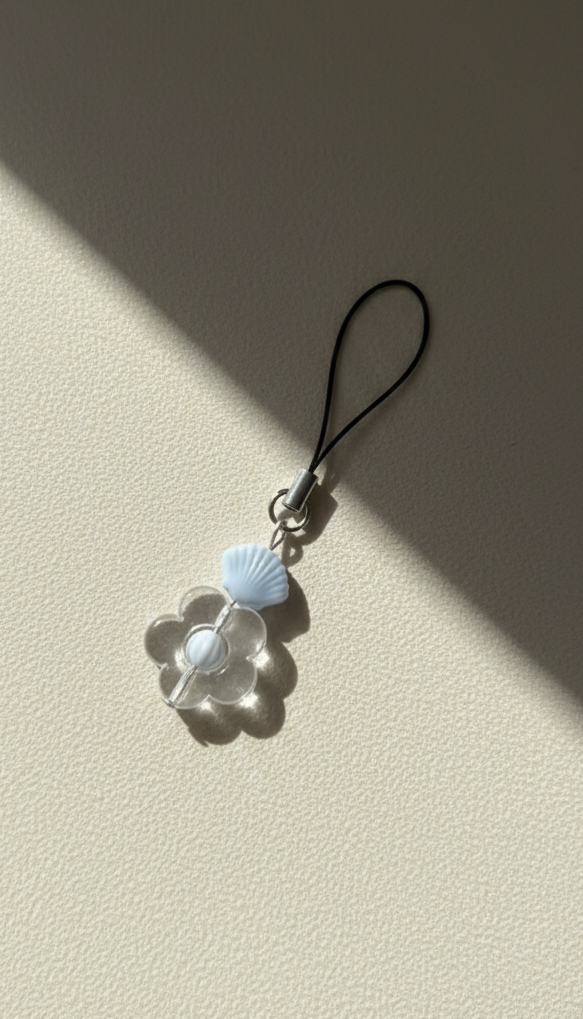 Blue flower power phone charm