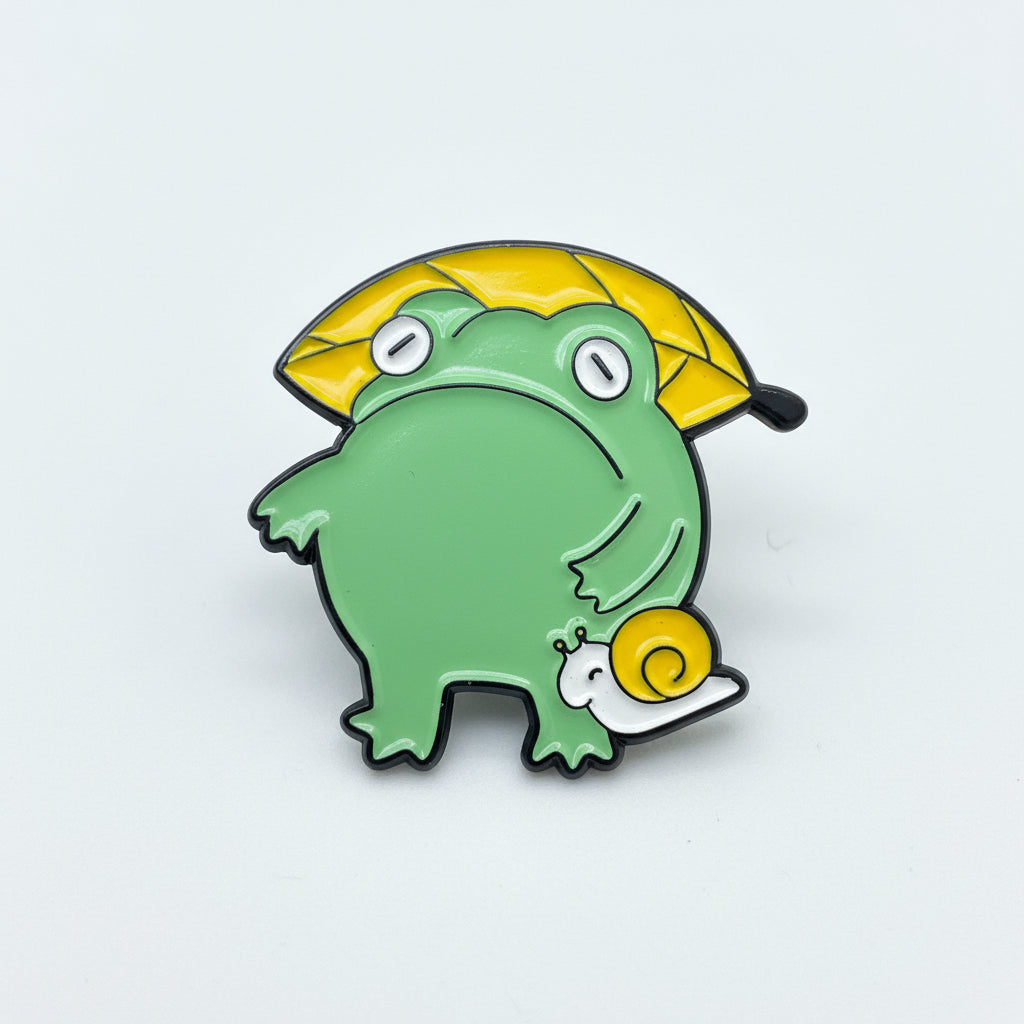 Stressed Frog with a snail friend pin