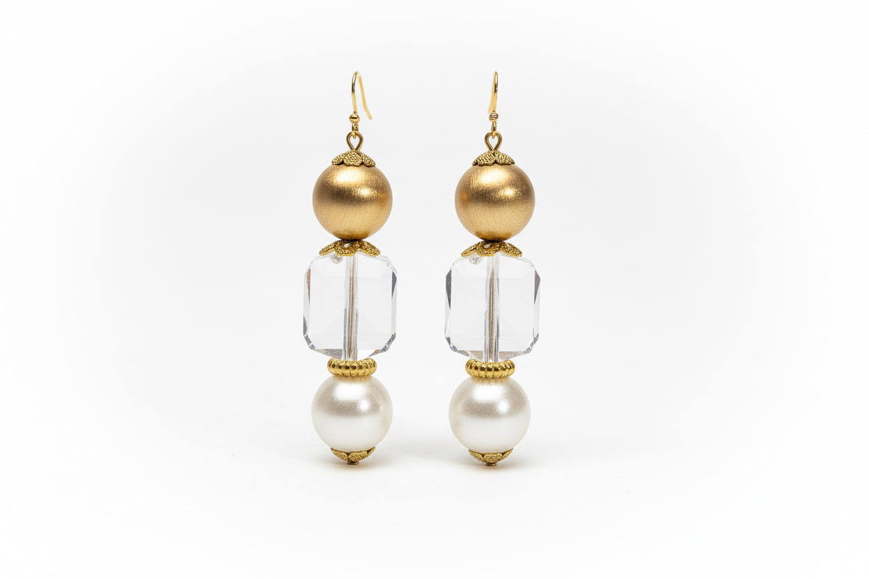 Crystal Bloom Pearl Earrings