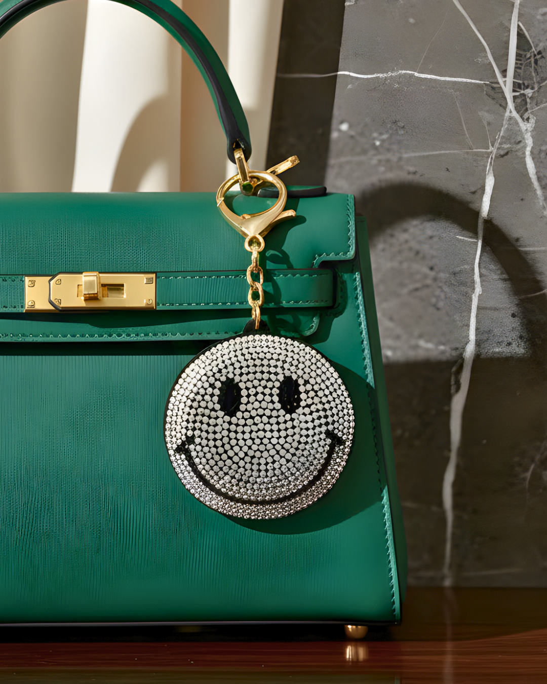 Bedazzle smiley White on Black