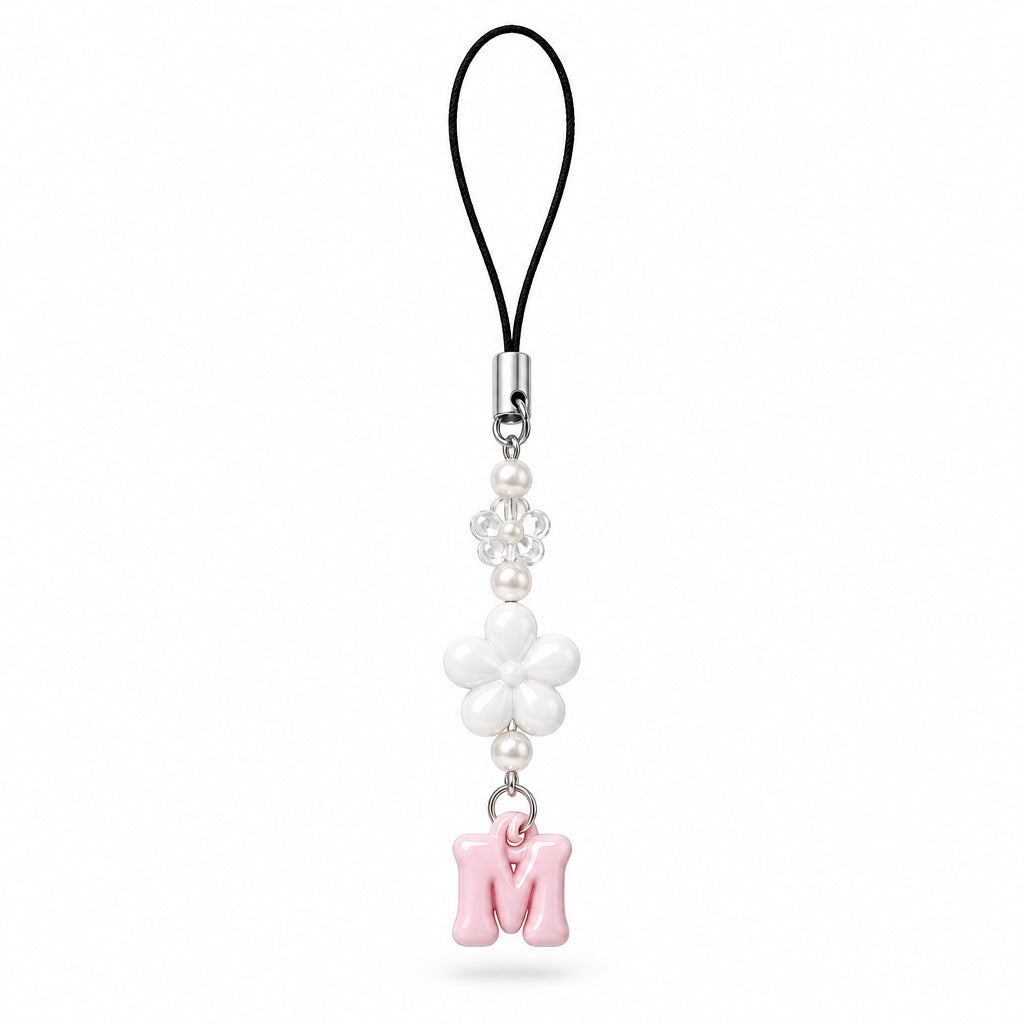 Letter M with flowers phone charm