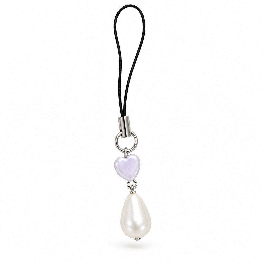 Hearts & Pearl Drop phone charm