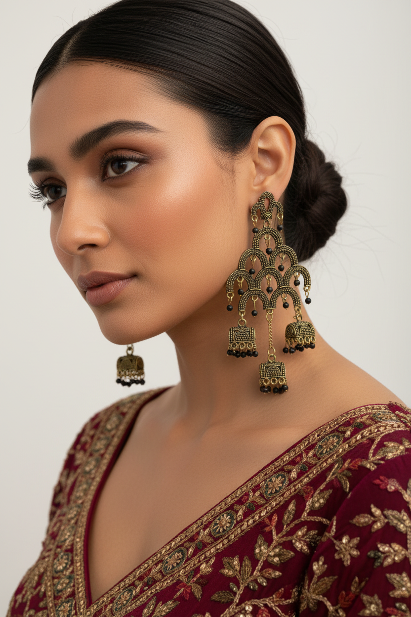 Traditional Jashan earrings Black