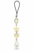 Yellow flower pearl drop phone charm