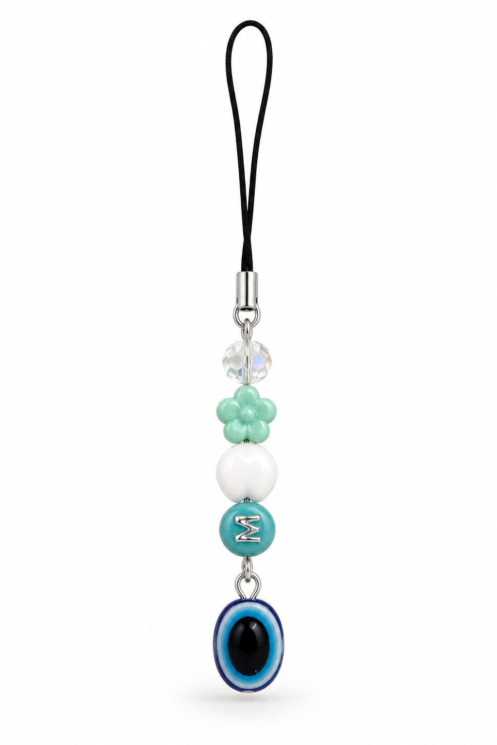 Evil Eye Letter M phone charm