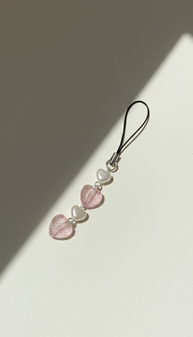 Pink Hearts phone charm