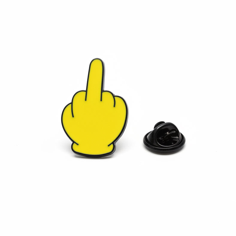 The middle finger enamel pin