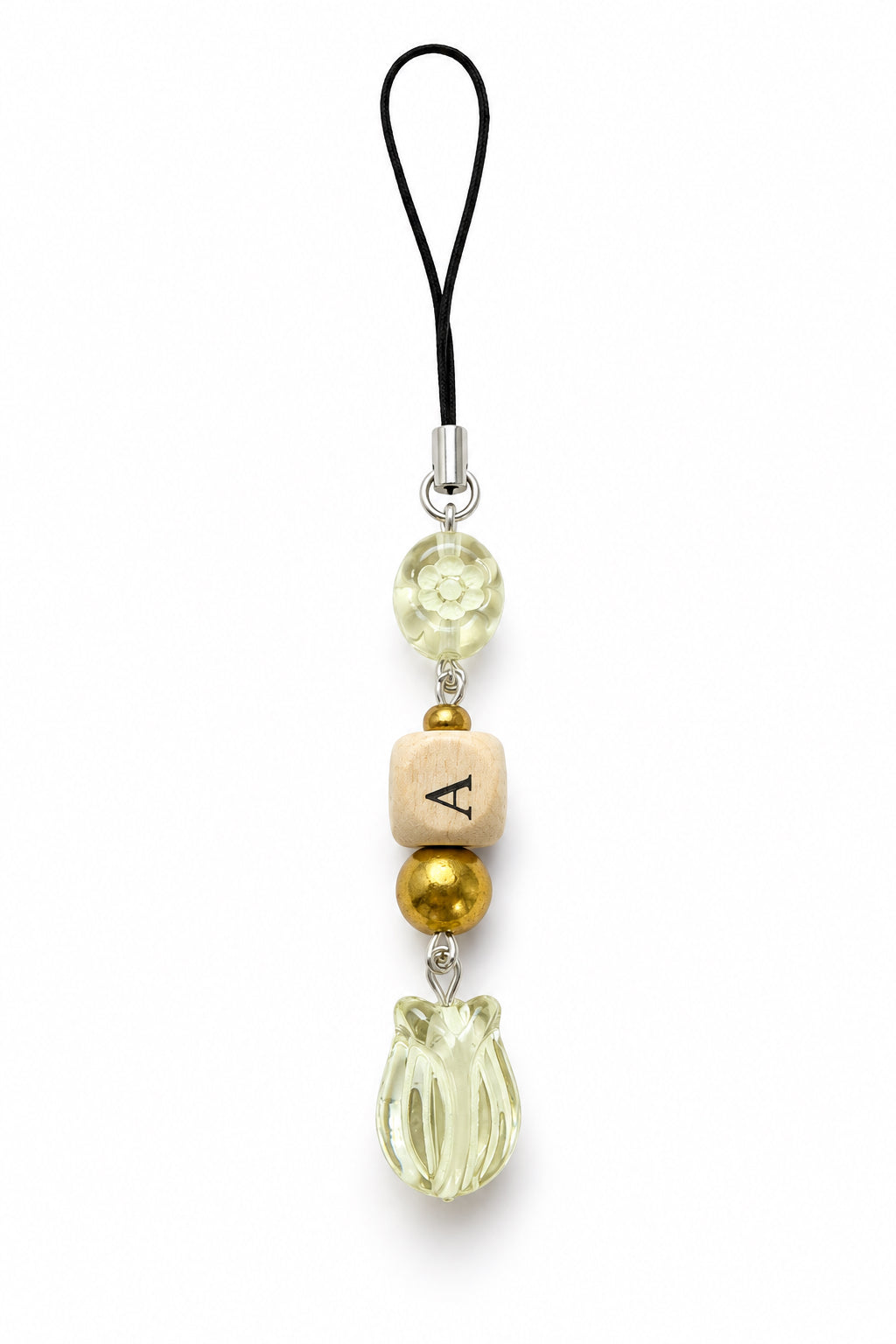 Letter A yellow phone charm