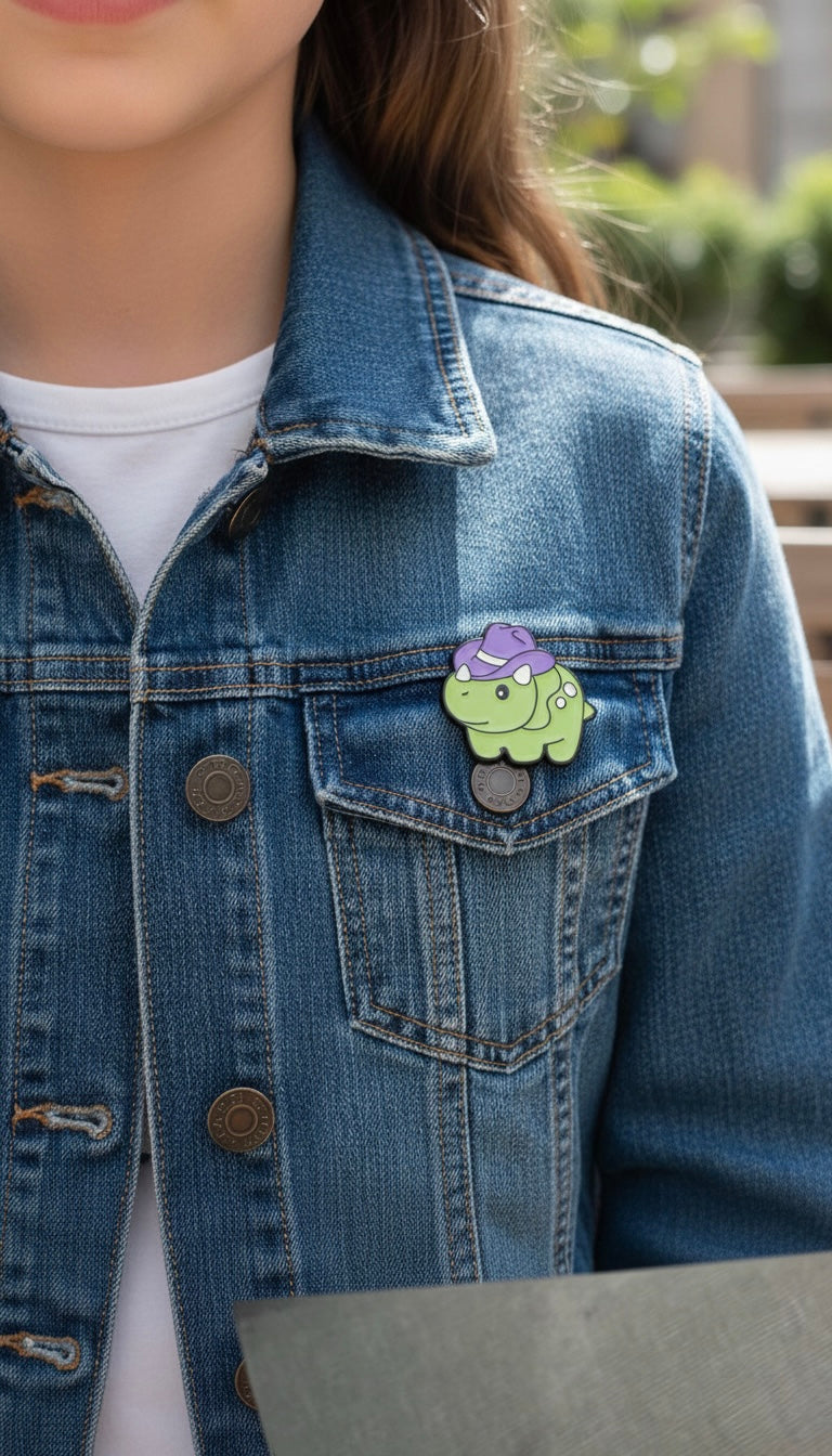 Baby Triceratops in a Fedora Enamel Pin