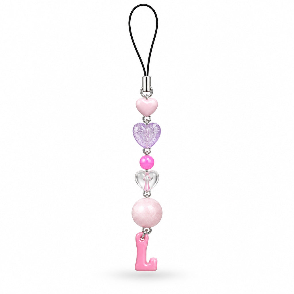 Letter L in pink phone charm