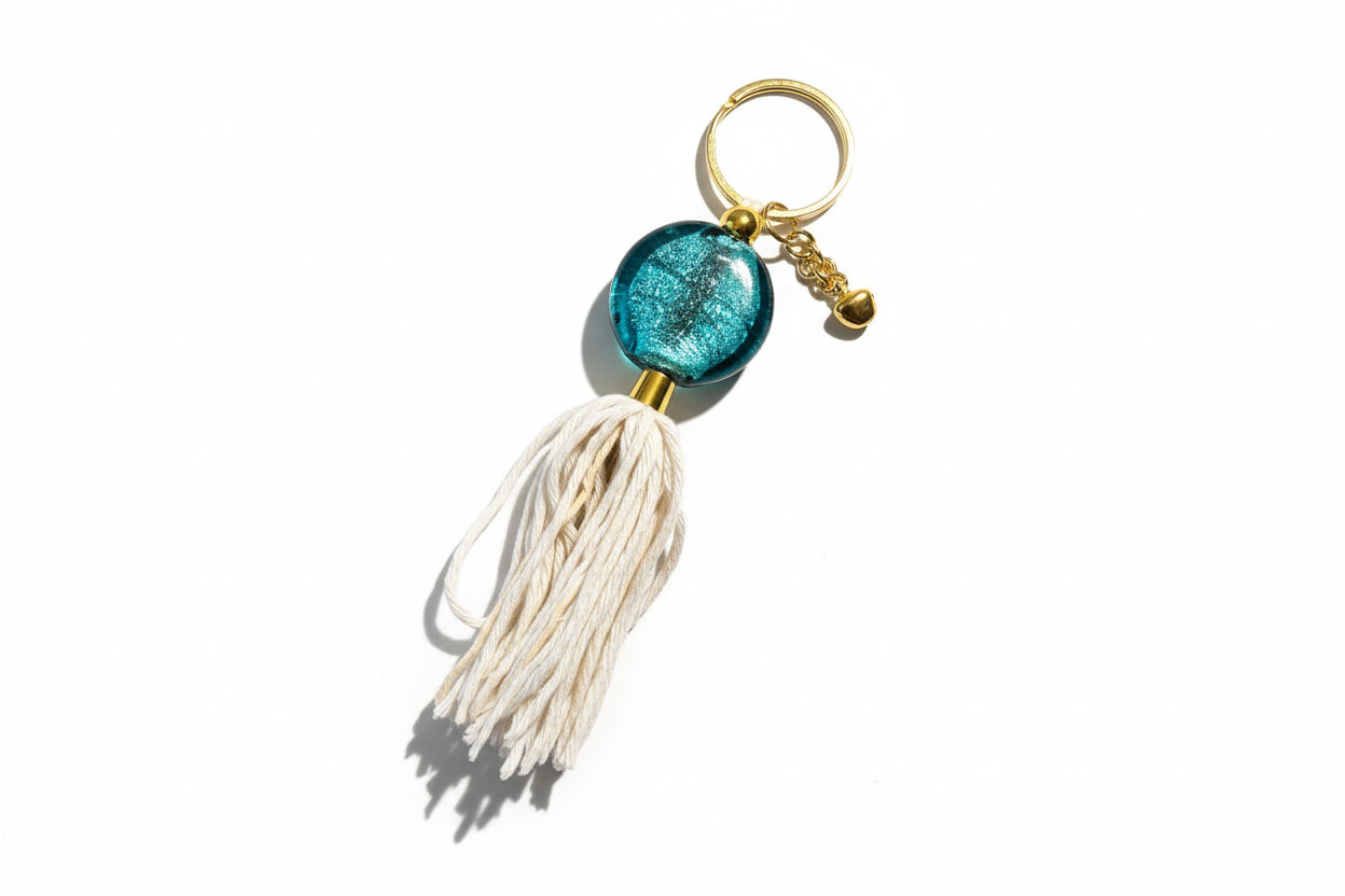Teal Hush Natural Stone Keychain