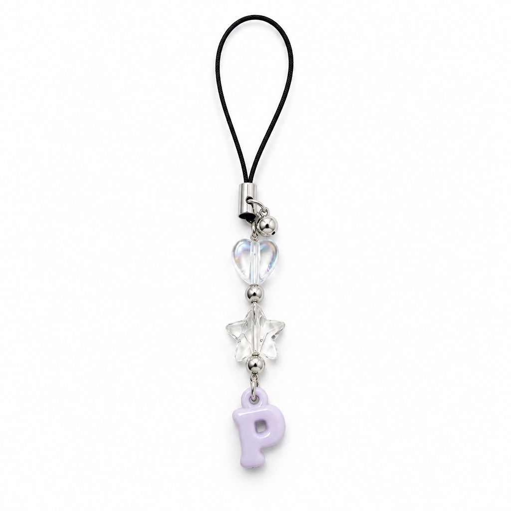 Letter P and Star phone charm
