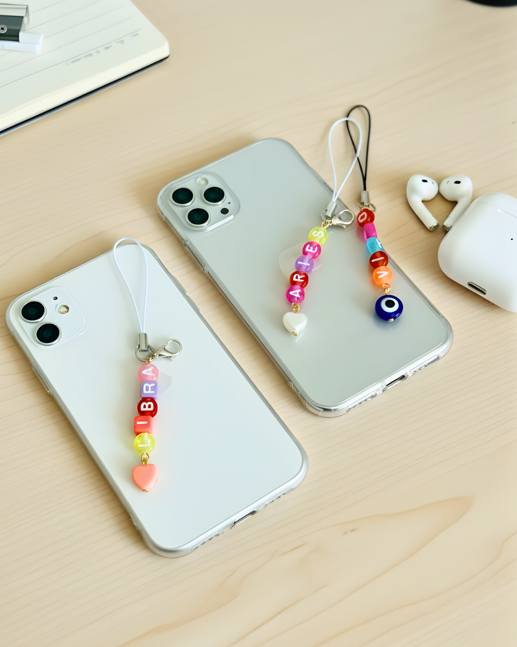 Zodiac phone charm with a heart charm