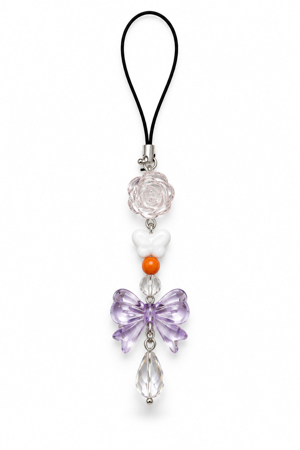 Purple bow drop phone charm