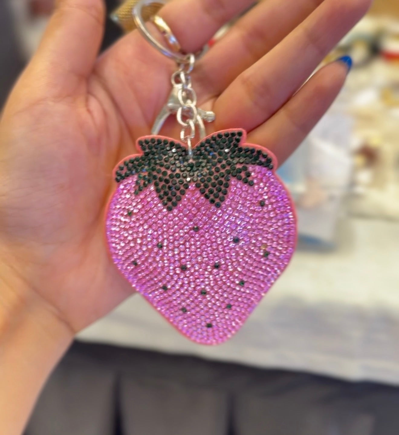 Strawberry Bedazzle Bag Charm