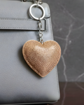 Bedazzled Champagne Heart Bag Charm