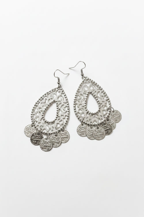 Filigree Teardrop Coin Earrings