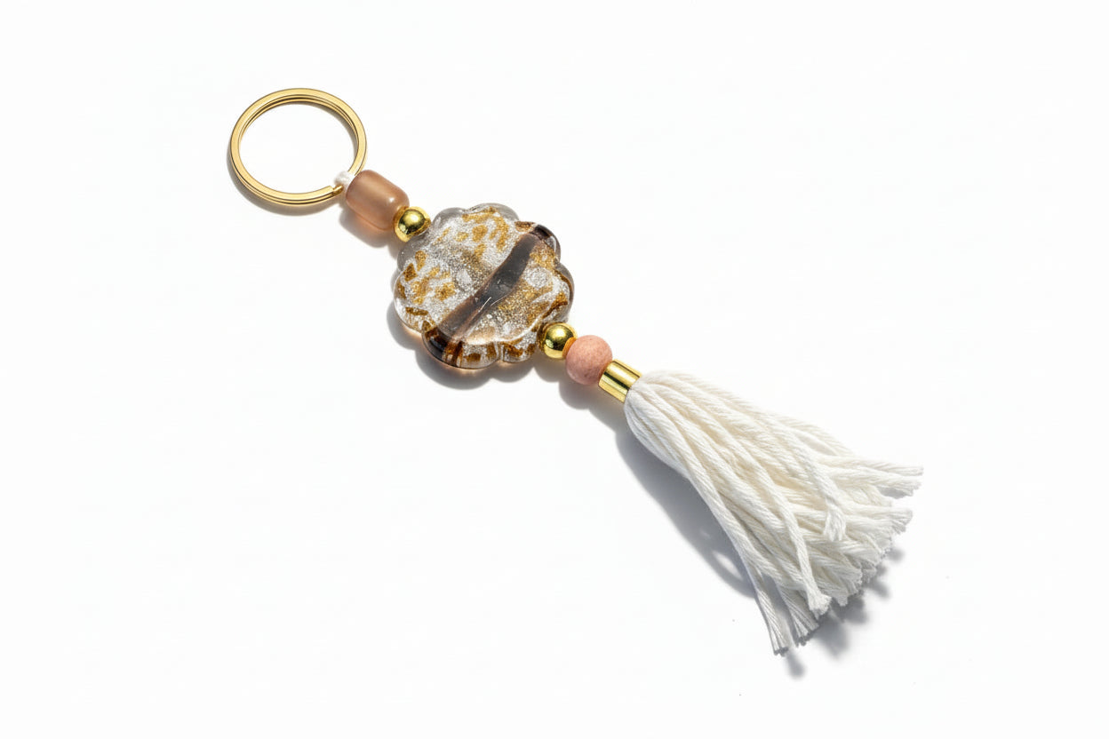 Keychain with decorative elements on a white background