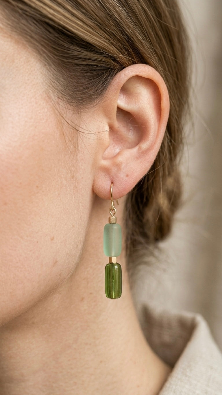 Emerald Mist Twinfall Glass earrings