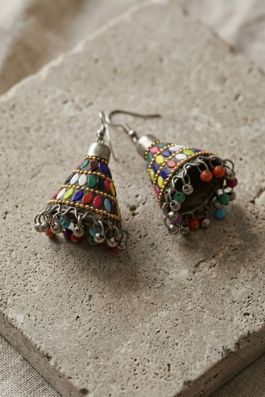 Multicoloured Desi Cone Danglers