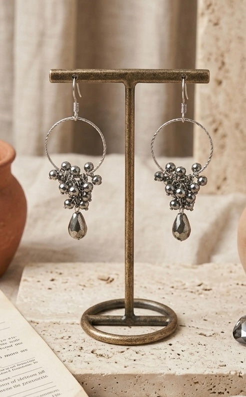 Metallic Cluster Statement Earrings