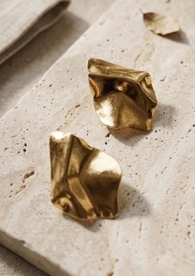 Fallen Leaf Gold Earrings