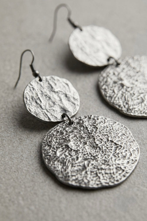Silver big chunky texture dangles