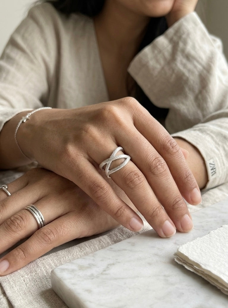 Cross Cross Silver Anti Tarnish Ring