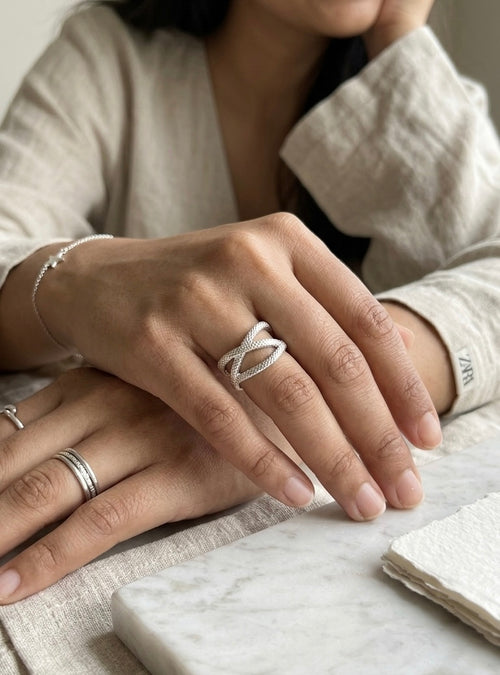 Cross Cross Silver Anti Tarnish Ring