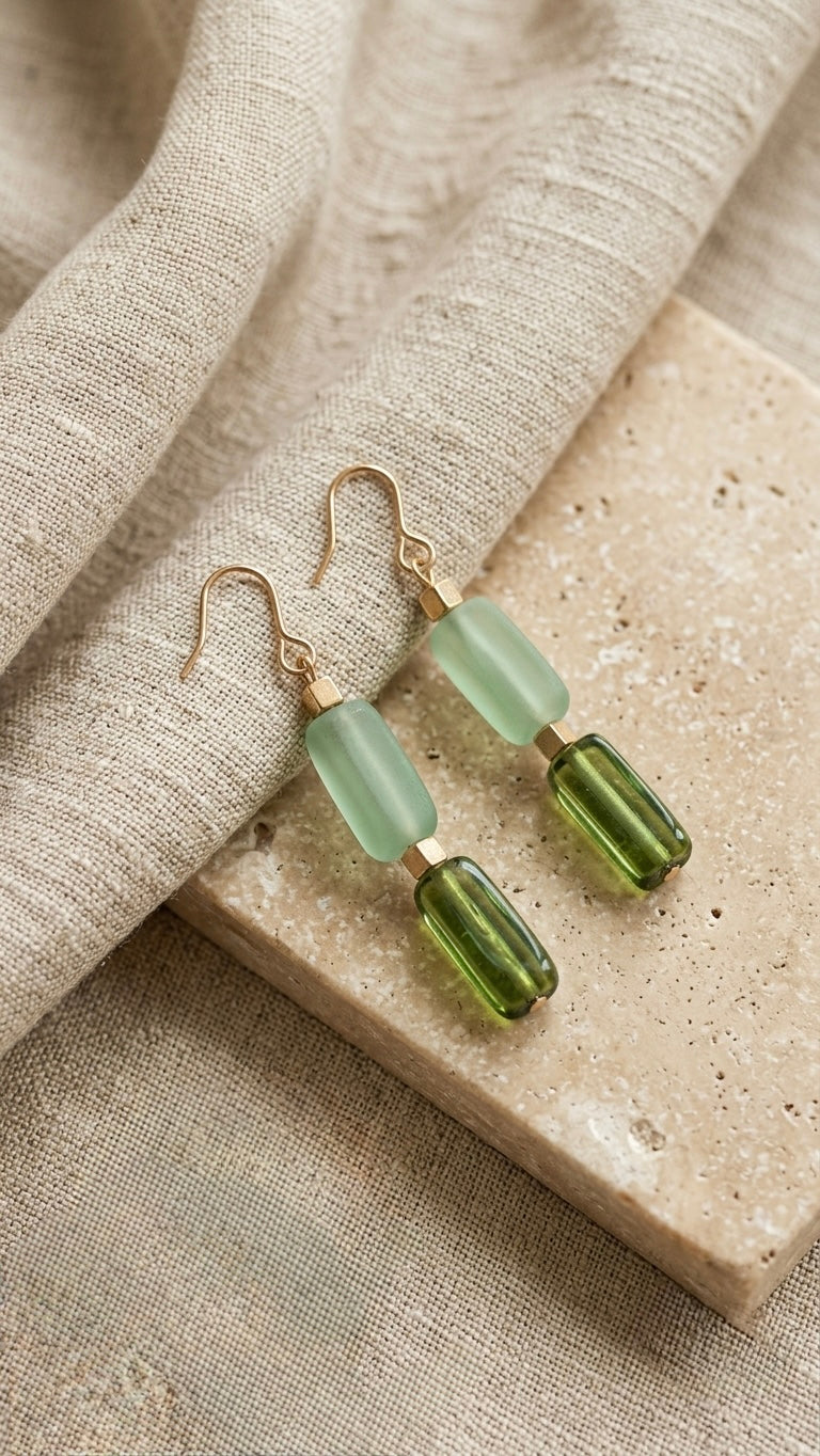 Emerald Mist Twinfall Glass earrings