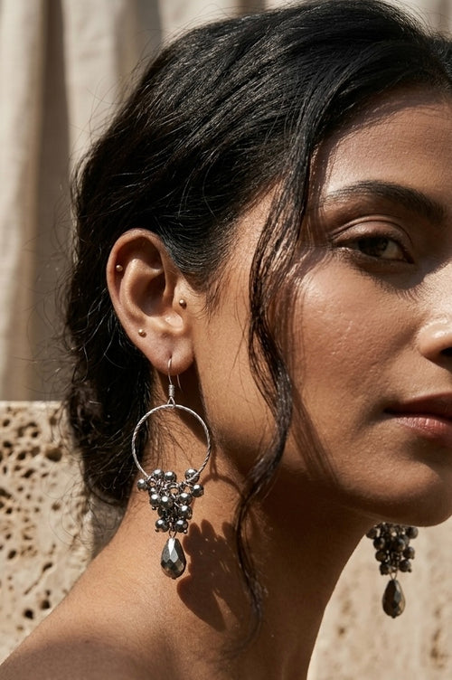 Metallic Cluster Statement Earrings