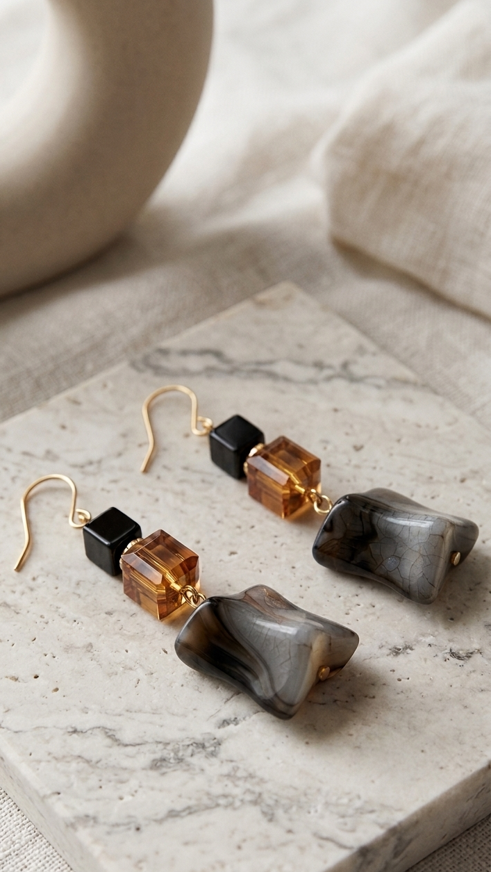 Midnight Cubist Earrings