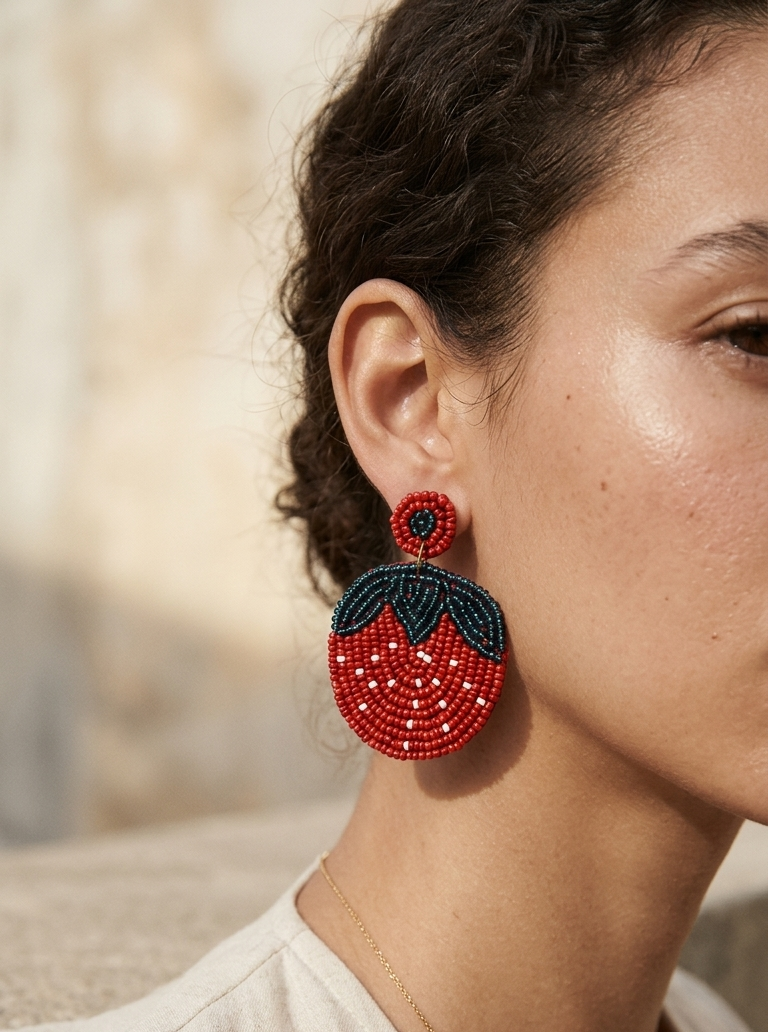 Strawberry Bliss Beaded Earrings 🍓