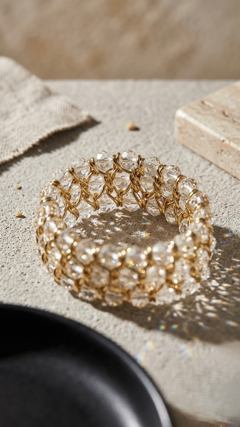 Gold Lattice Crystal Bracelet